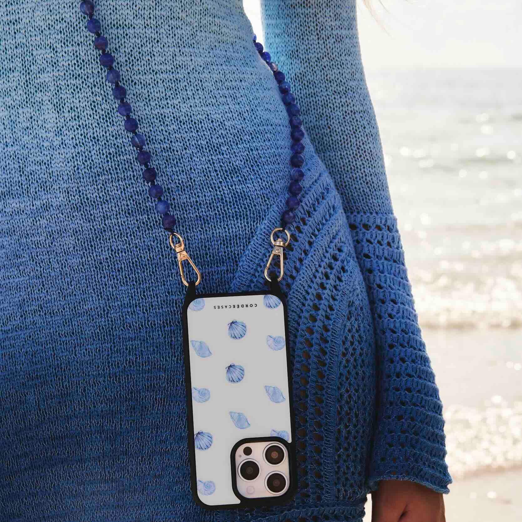 Left. Cordée Cases - Blue Lagoon Phone Chain Set - Blue.