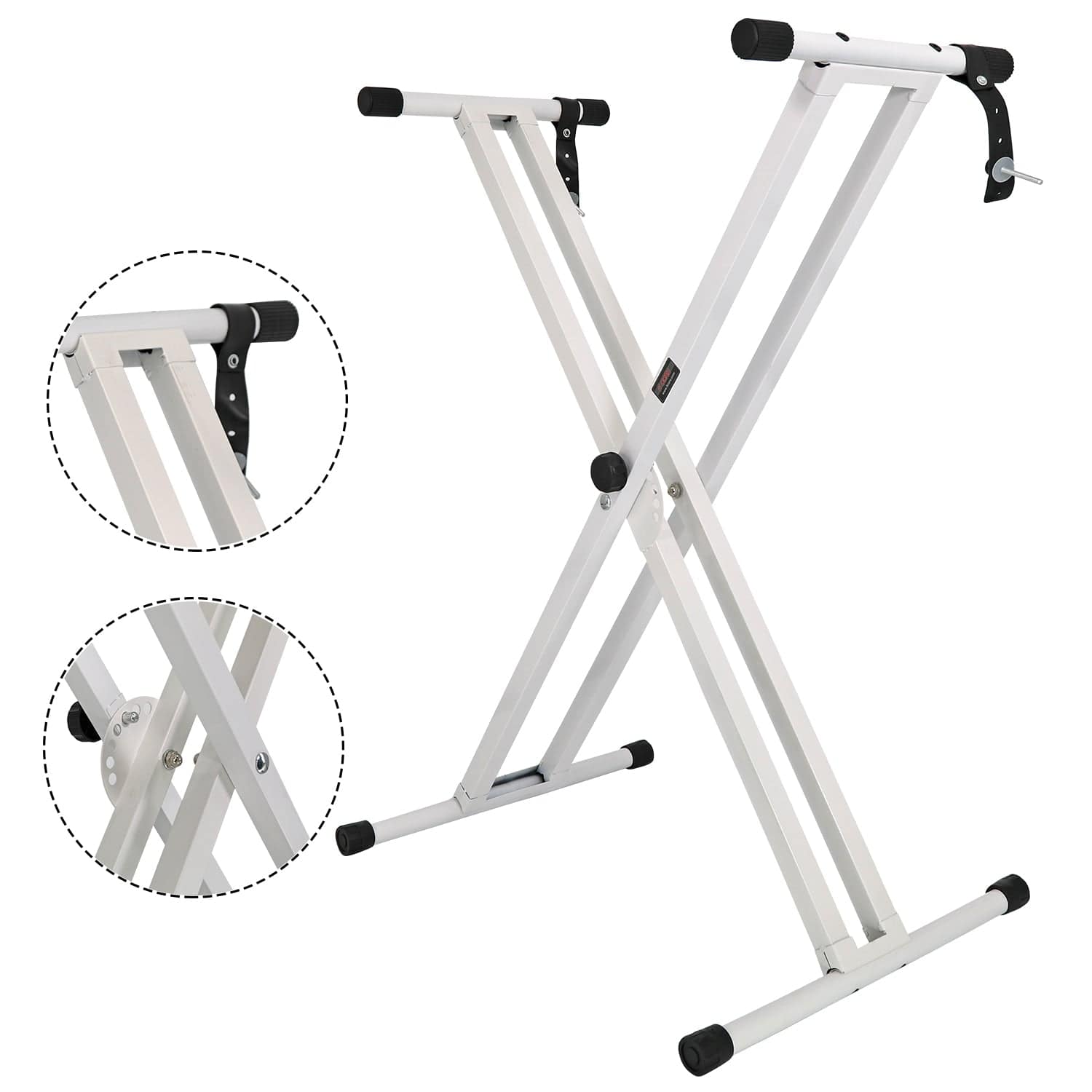 Front. 5 CORE - Keyboard Stand Dual X Shape Adjustable Foldable Portable Key Board DJ Controller Stands - White.