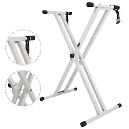 5 CORE - Keyboard Stand Dual X Shape Adjustable Foldable Portable Key Board DJ Controller Stands - White