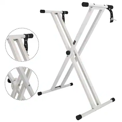 Front. 5 CORE - Keyboard Stand Dual X Shape Adjustable Foldable Portable Key Board DJ Controller Stands - White.