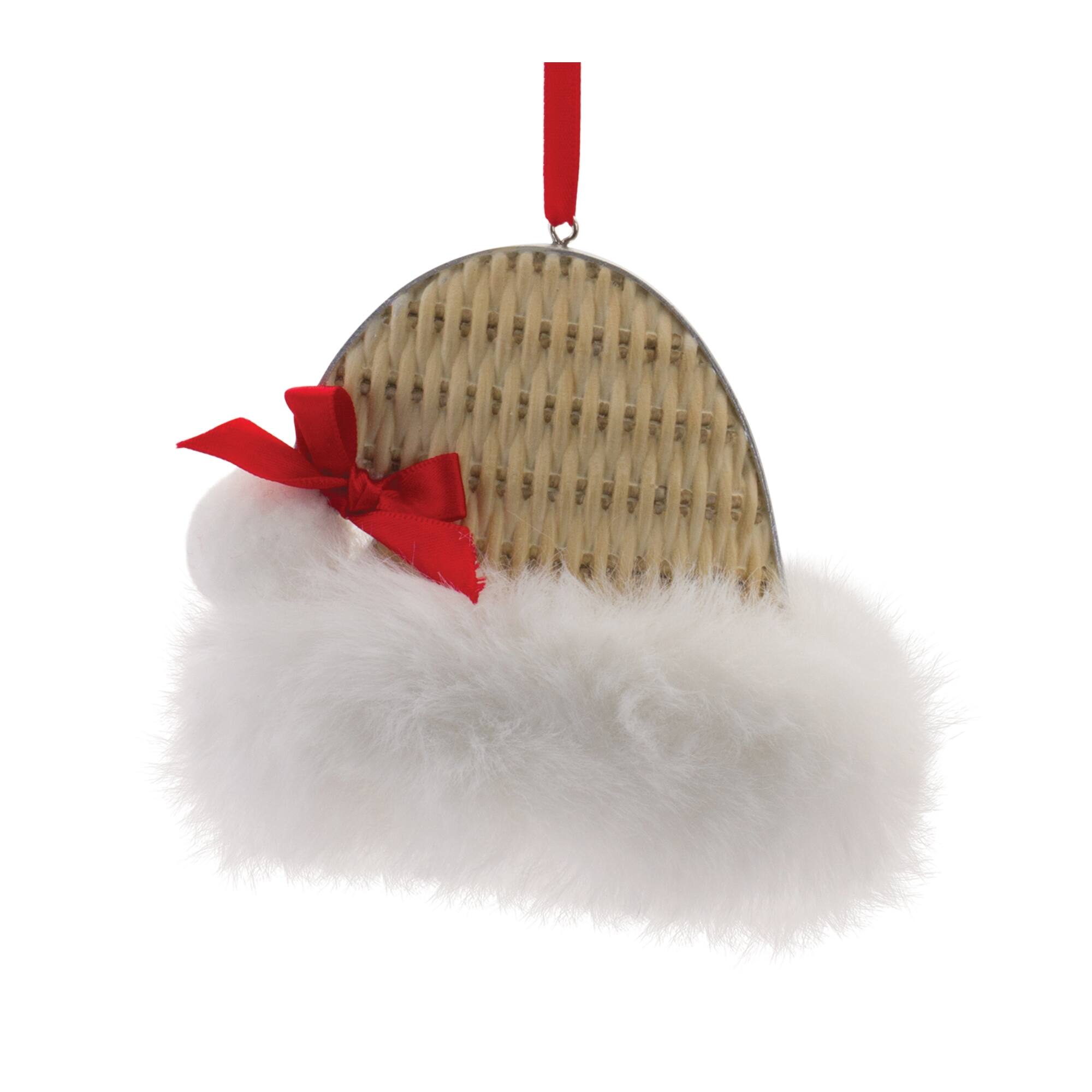 Alt View 2. BreeBe - Cozy Mitten Hat and Bell Ornament (Set of 12) - White,Brown,Red.