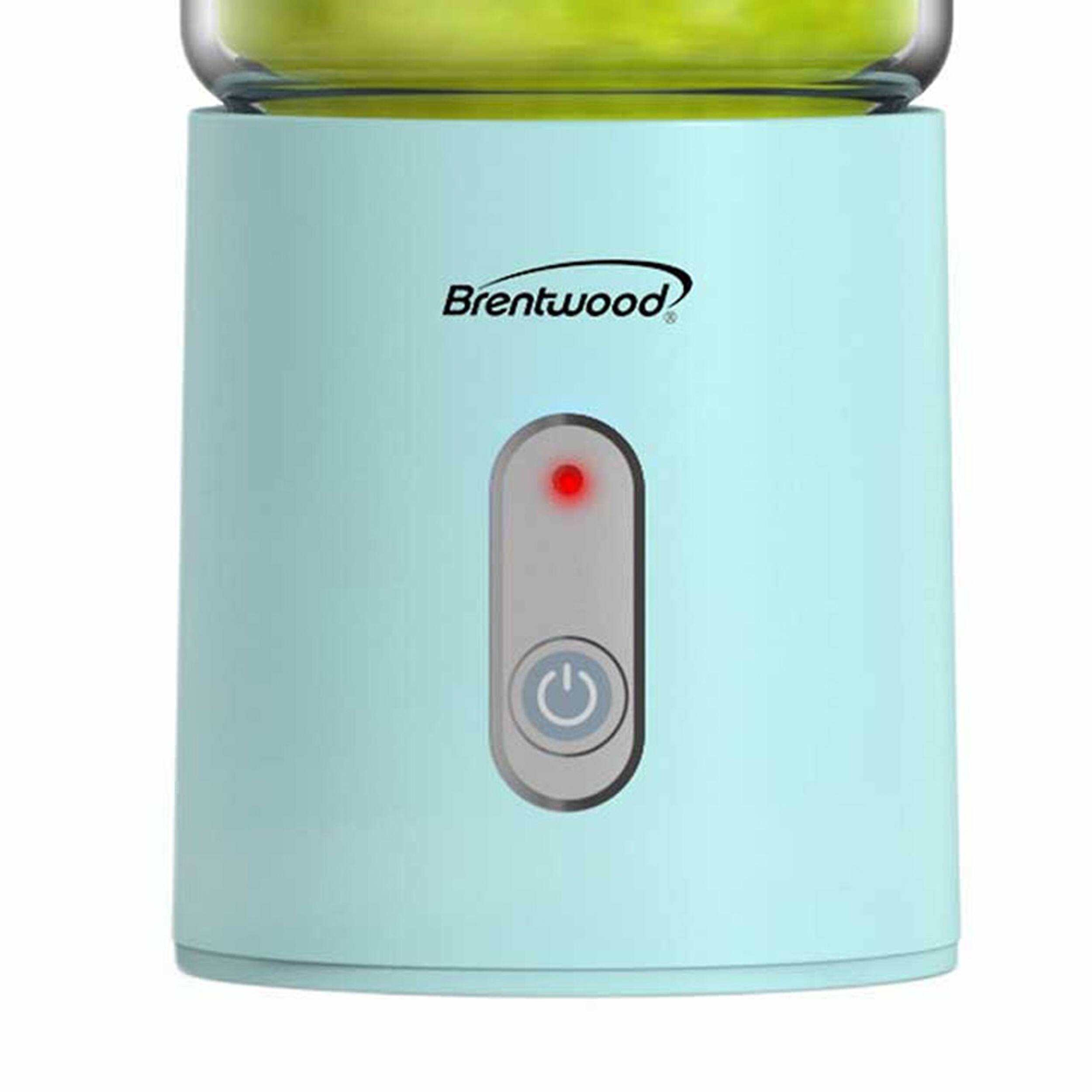 Angle. Brentwood - Brentwood 17 Ounce Portable Battery Operated USB Glass Blender in Blue - Blue.
