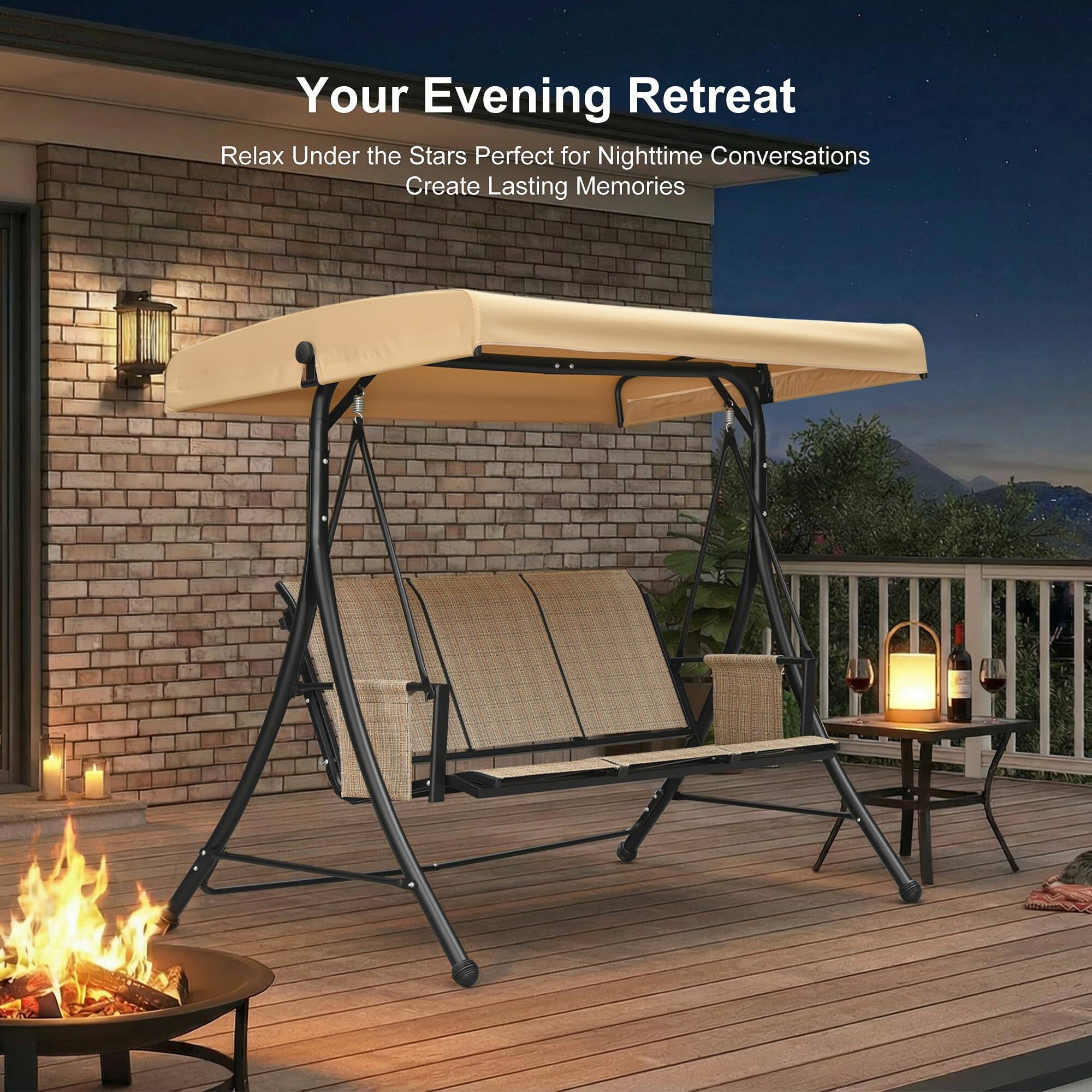 Your Evening Retreat  
Relax Under the Stars  
Perfect for Nighttime Conversations  
Create Lasting Memories
