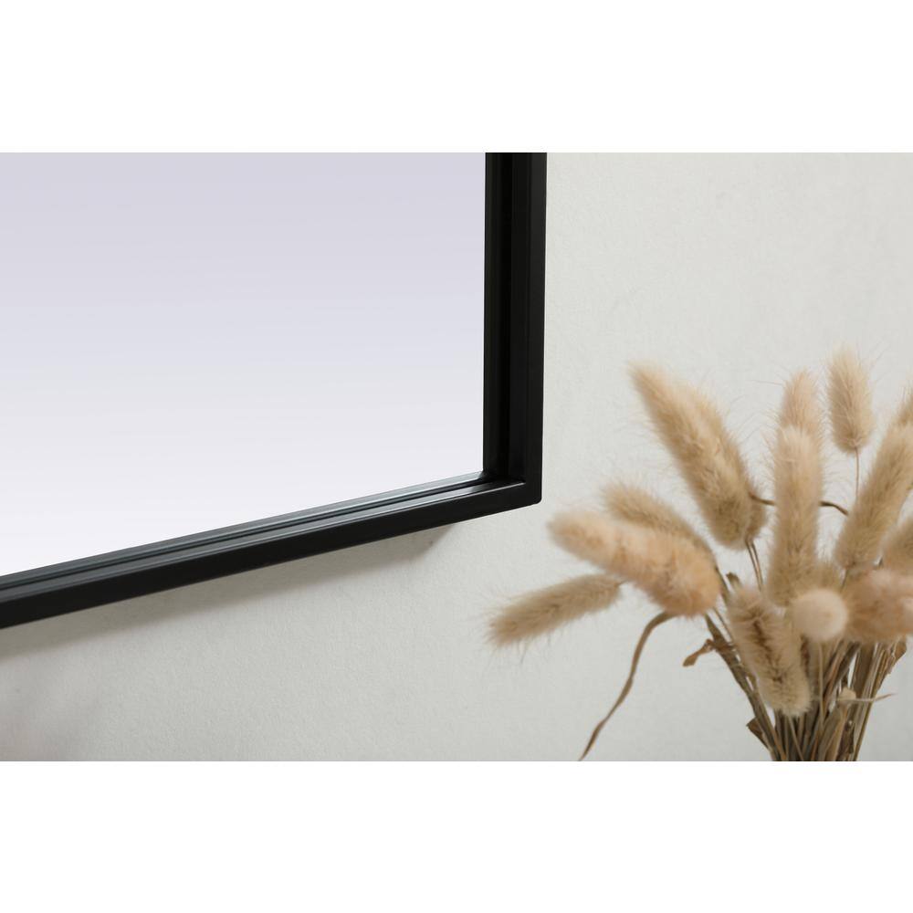 Back. Elegant Decor - Metal Frame Arch Mirror 36x34 Inch in Black - Black.