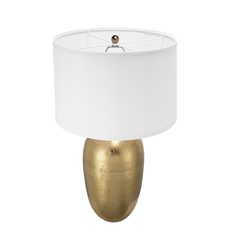 Alt View 6. Luckbyte - D15x25.7" Round Aluminum Gold Table Lamp White Fabric Shade Lamp Shade Assembly Required.