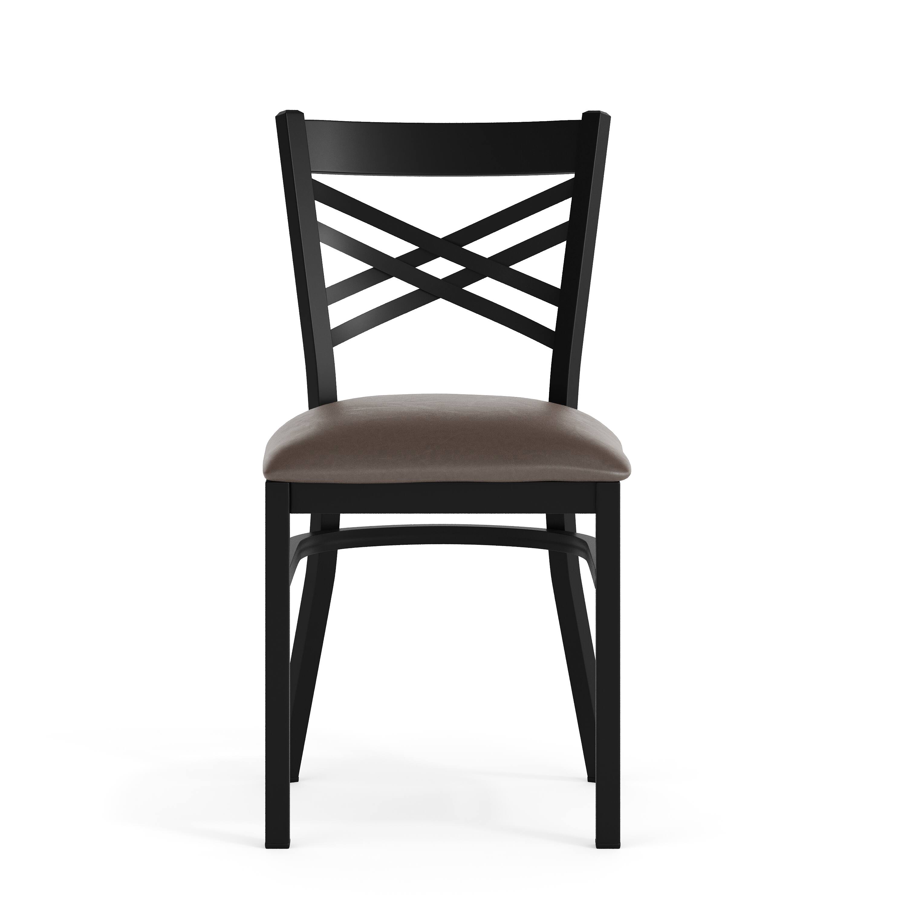 Alt View 9. Emma + Oliver - "X" Back Metal Restaurant Dining Chair - Mocha Vinyl Seat/Black Metal Frame.