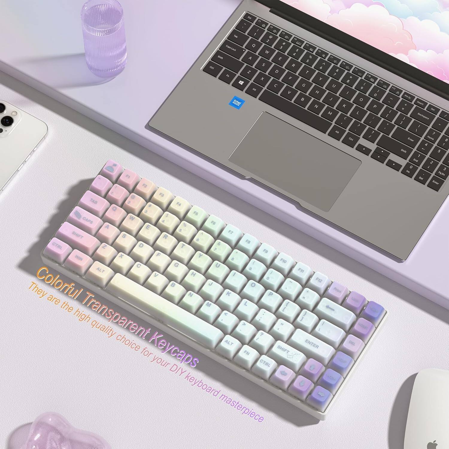 Colorful Transparent Keycaps  
They are the high quality choice for your DIY keyboard masterpiece