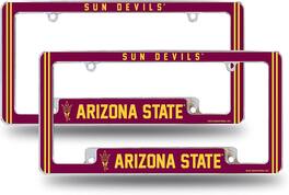 Rico Industries - Arizona State NCAA Sun Devils (Set of 2) Chrome Metal License Plate Frames with Bold Full Frame Design - Multi