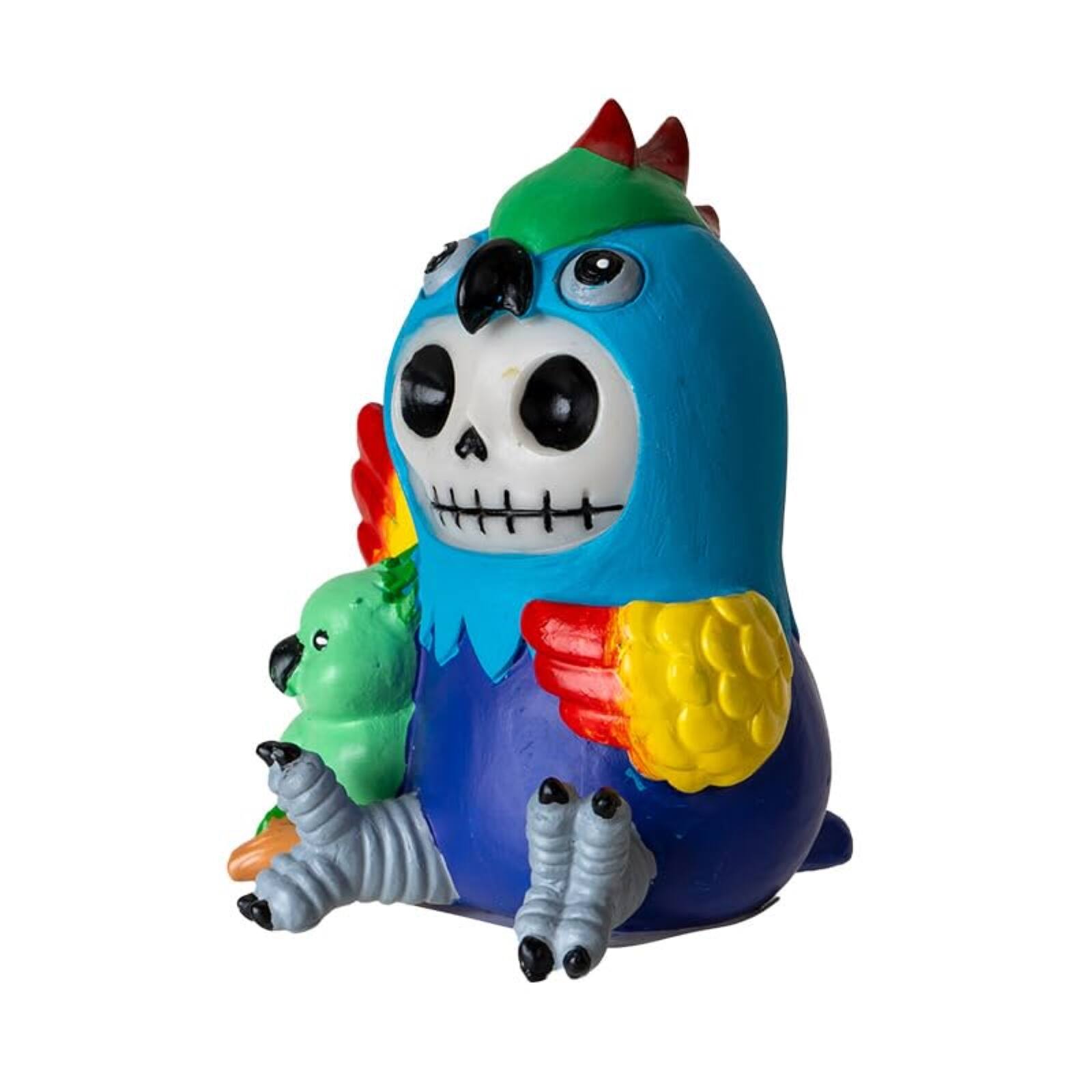 Alt View 1. Pacific Trading - Polly Furrybones Figurine Skeleton in Colorful Parrot Costume with Cute Parrot Friend 3.19 Tall - Multicolor.