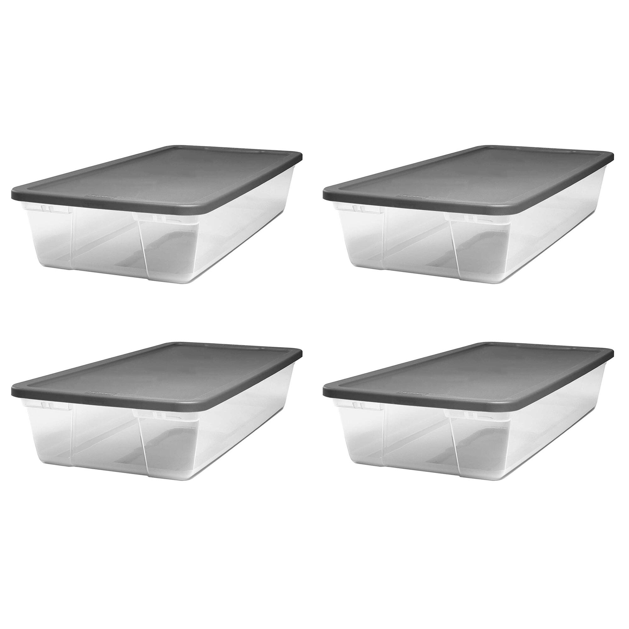 Alt View 8. Homz - Homz 41 Quart Stackable Plastic Storage Containers with Latching Lid (4 Pack) - Clear with Gray Lid.