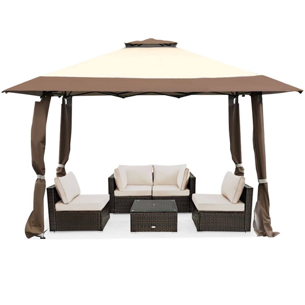 Alt View 6. Pefilos - 13 Feet x 13 Feet Pop Up Canopy Tent Instant Outdoor Folding Canopy Shelter-Brown, Party Tent for Outside Party Waterpro - Brown.