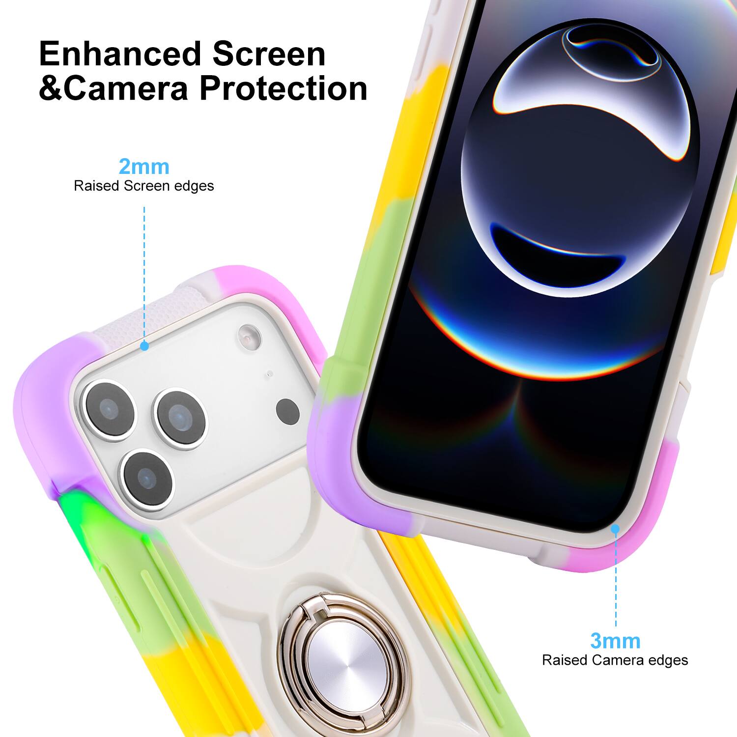 Enhanced Screen & Camera Protection

2mm Raised Screen edges

3mm Raised Camera edges