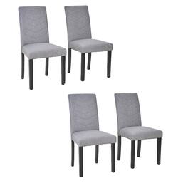 Vecelo - Modern Parsons Chairs Set of 4 - High Back Ergonomic, Linen Upholstery, 260lb Capacity, Quick Assembly - Light Gray