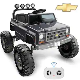 Wisairt - Licensed Chevrolet Cheyenne 24V Ride-On Truck, 2-Seater with Parent Remote - Gray