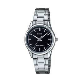 Casio - Women’s Stainless Steel Watch with Black Dial - LTP-V005D-1AUDF - Silver