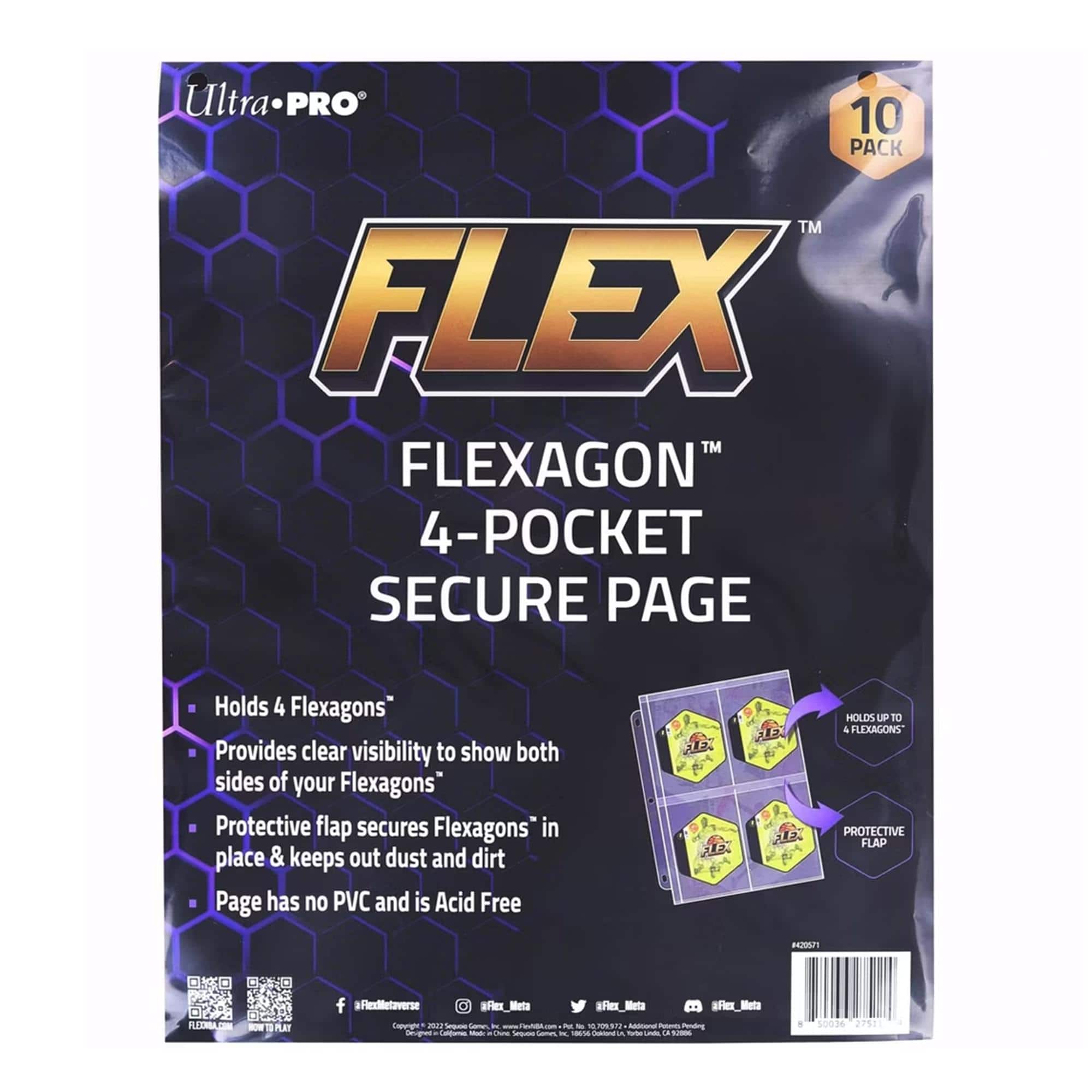 NBA - FLEX Flexagon 4-Pocket Secure Page | 10 Per Pack - Black