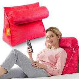 Cheer Collection - Tv Reading and Wedge Pillow with Detachable Bolster - Hot Pink