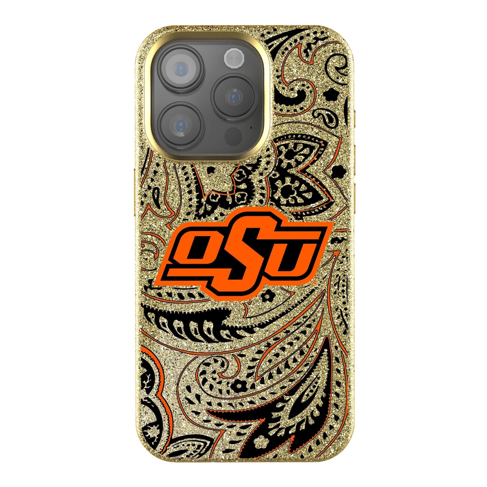 Keyscaper - NCAA - Oklahoma State Cowboys Paisley Bling iPhone Case - 16 - Gold