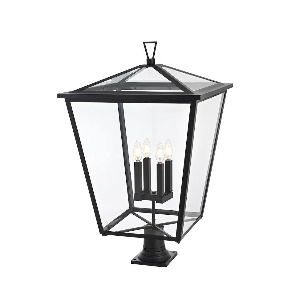 Angle. Elegant Lighting - Oxford 7 inch Outdoor Pendant in Black - Black.