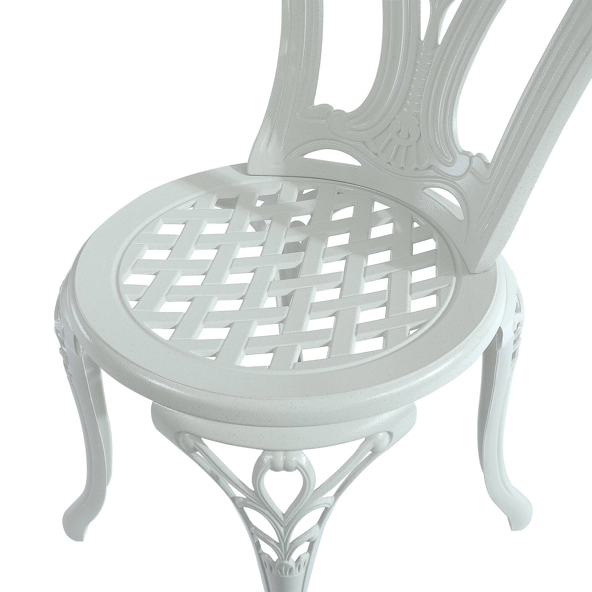 Alt View 6. Mondawe - 3-Piece Cast Aluminum Bistro Set - White.