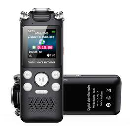 Cluzine - Digital Voice Recorder, AI Noise Reduction Stereo Microphone, 16GB Mini Audio Recorder, 18H Continuous Recording - Black