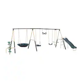 XDP Recreation - Deerfield Playground Swing Set, Super Disc, Slide, Glider & Swing - Green