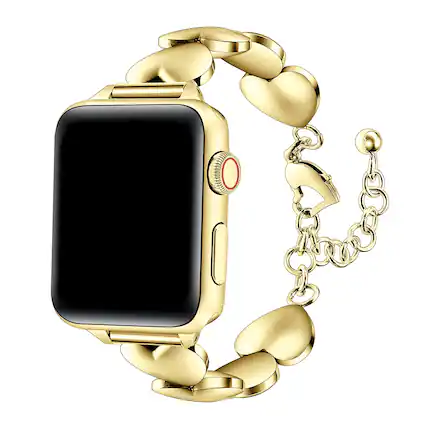 Front. Posh Tech - Lover Stainless Steel Heart Band for Apple Watch - Gold.