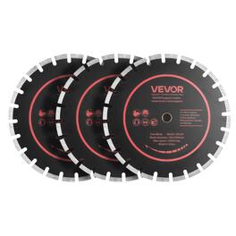 VEVOR - Diamond Blades 14 inch, 3-Pack Concrete Saw Blade Set, 1 in Arbor, High-Hardness Diamond Segments, 65Mn Steel Core - Black + Orange