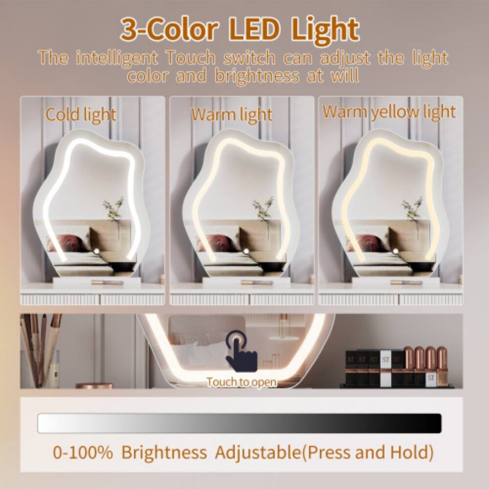 3-Color LED Light  
The intelligent Touch switch can adjust the light color and brightness at will  
Cold light  
Warm light  
Warm yellow light  
Touch to open  
0-100% Brightness Adjustable (Press and Hold)