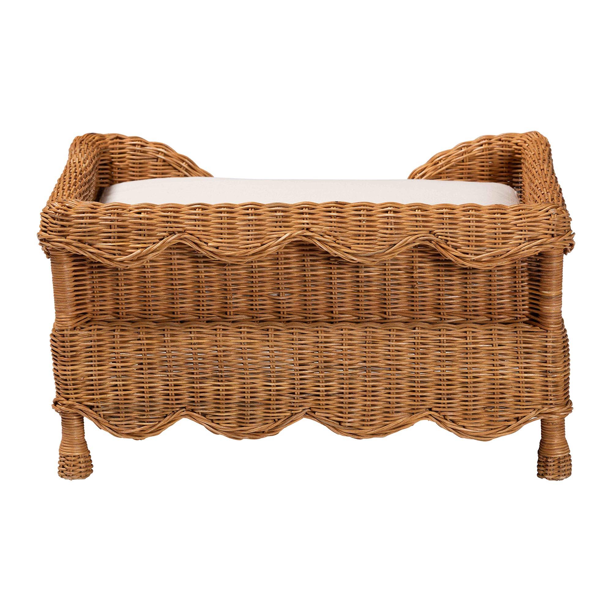 Back. bali & pari - Papina Natural Rattan Pet Bed - Handwoven Wicker Enclosed Lounge Bed for Dogs and Cats with Removable Cushion, 25.6" - Light Honey.