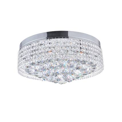 Front. CWI Lighting - Cascade 8 Light Drum Shade Flush Mount With Chrome Finish - Chrome.