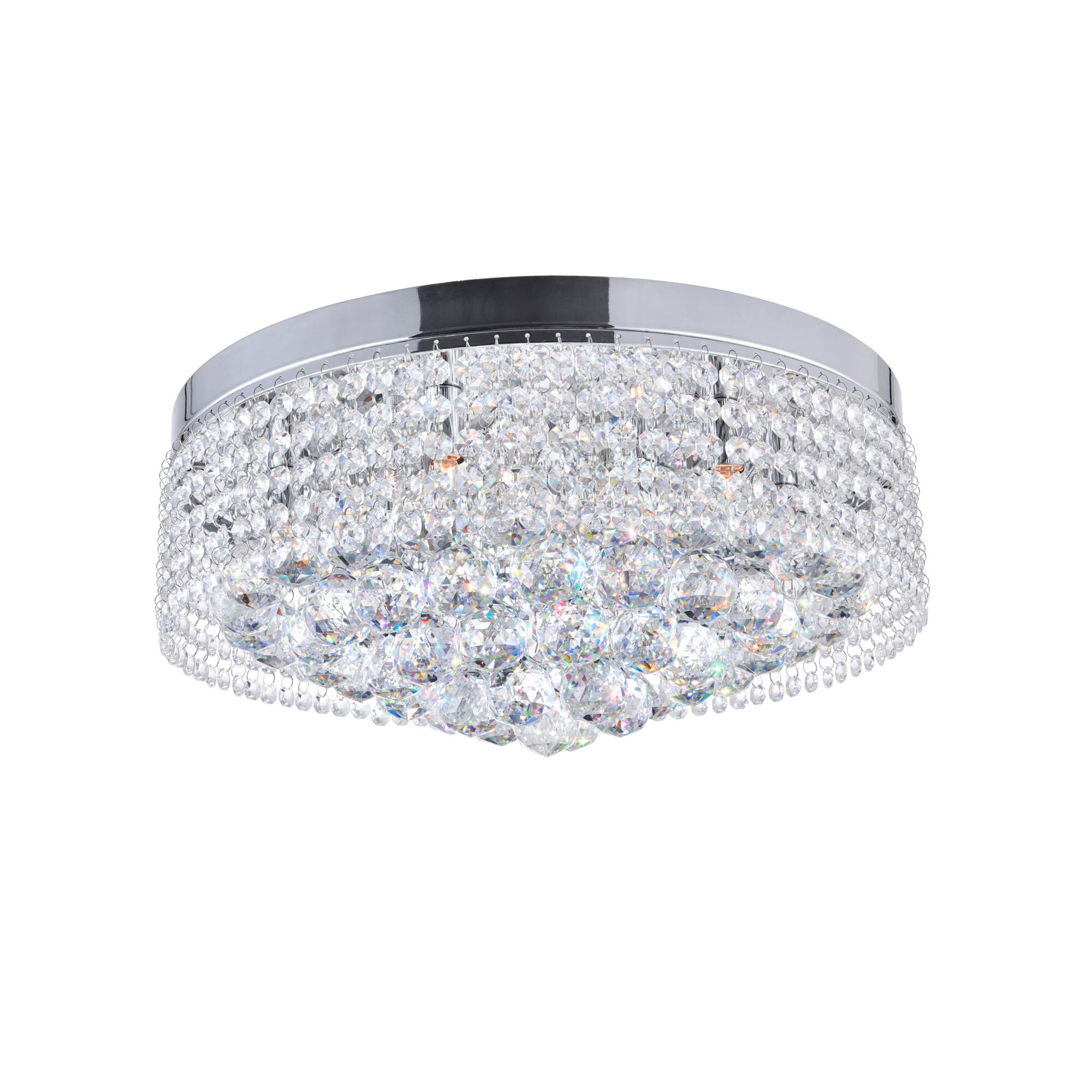 Front. CWI Lighting - Cascade 8 Light Drum Shade Flush Mount With Chrome Finish - Chrome.