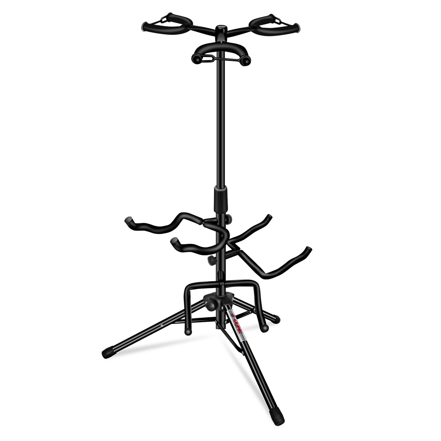 Front. 5 CORE - Triple Guitar Stand Floor w Foam Arms for Acoustic Electric Bass-GSH 3N1 - Black.