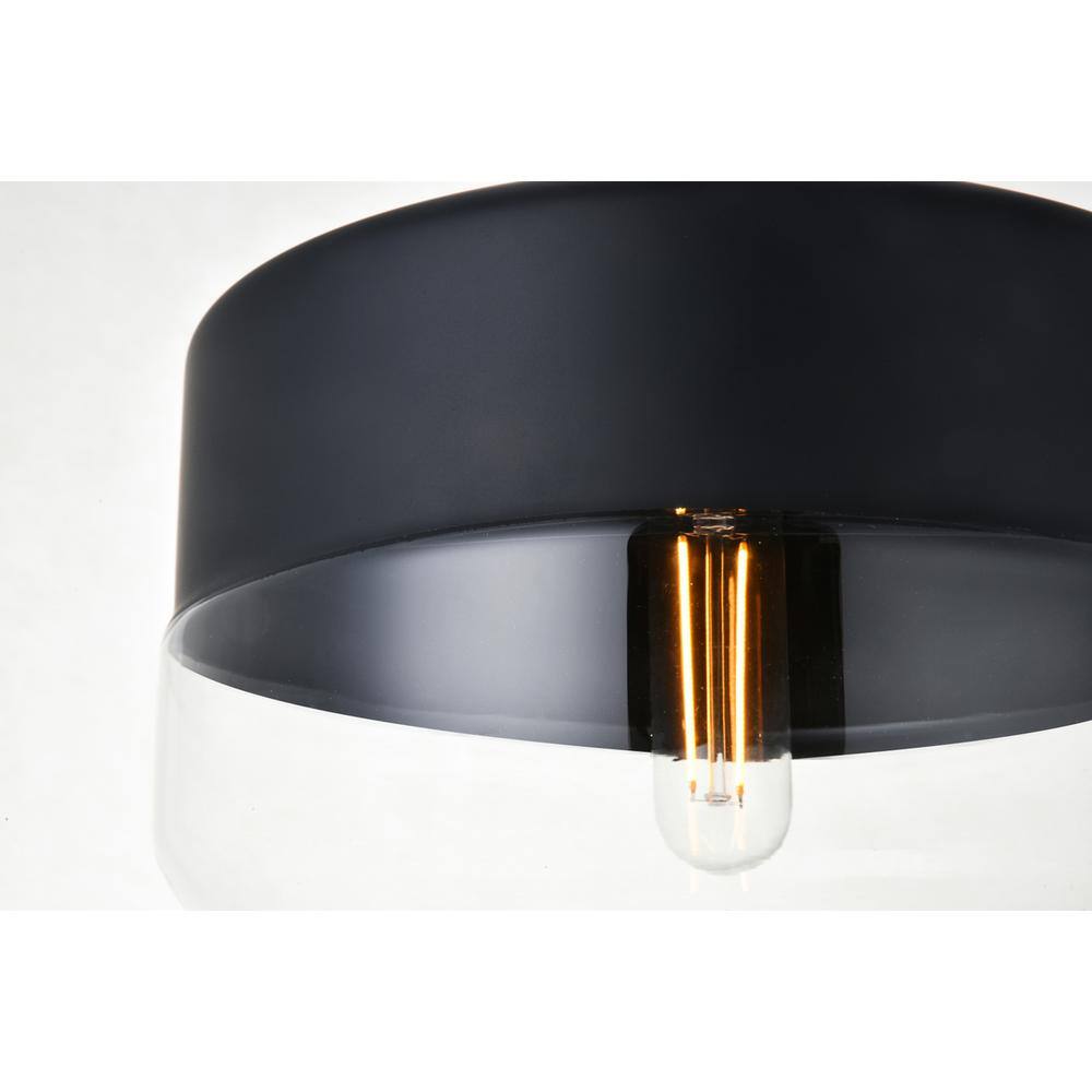 Back. Living District - Ashwell 1 Light Black Pendant With Clear Glass - Black And Clear.