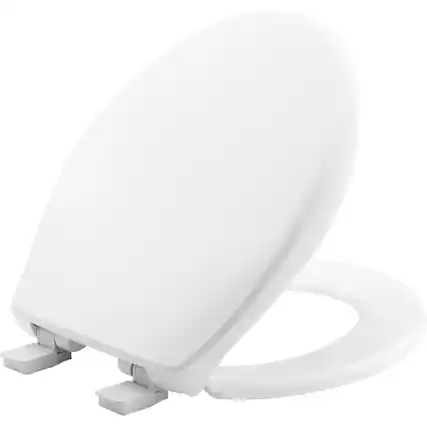 Front. BEMIS - Bemis Affinity Round Plastic Toilet Seat in White Seat Fastening System, EasyClean, WhisperClose - White.