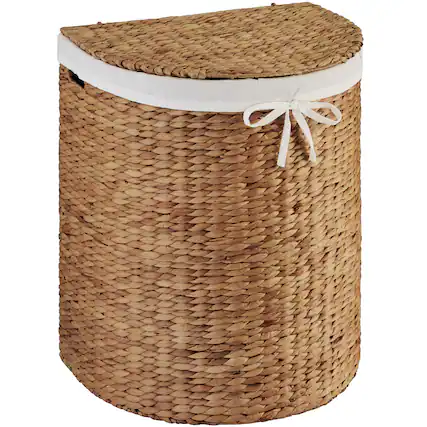 Front. Best Choice Products - Best Choice Products Half Moon Laundry Hamper w/ Lid, Half Round Laundry Basket, w/ Removable Liner & Handles - Chestnut - Chestnut.