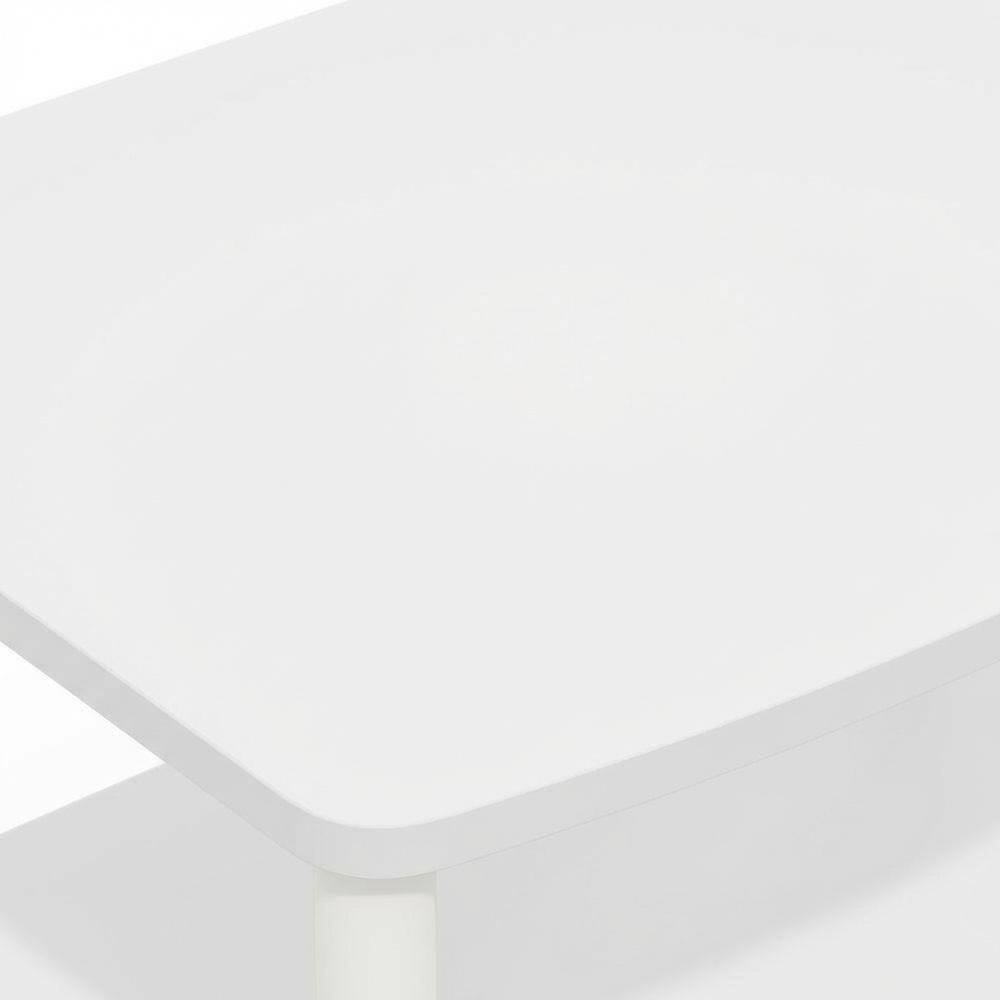 Alt View 4. FurniFact - White 2-Tier Elevated TV Stand with Rubberwood Solids and Walnut Veneers - White.