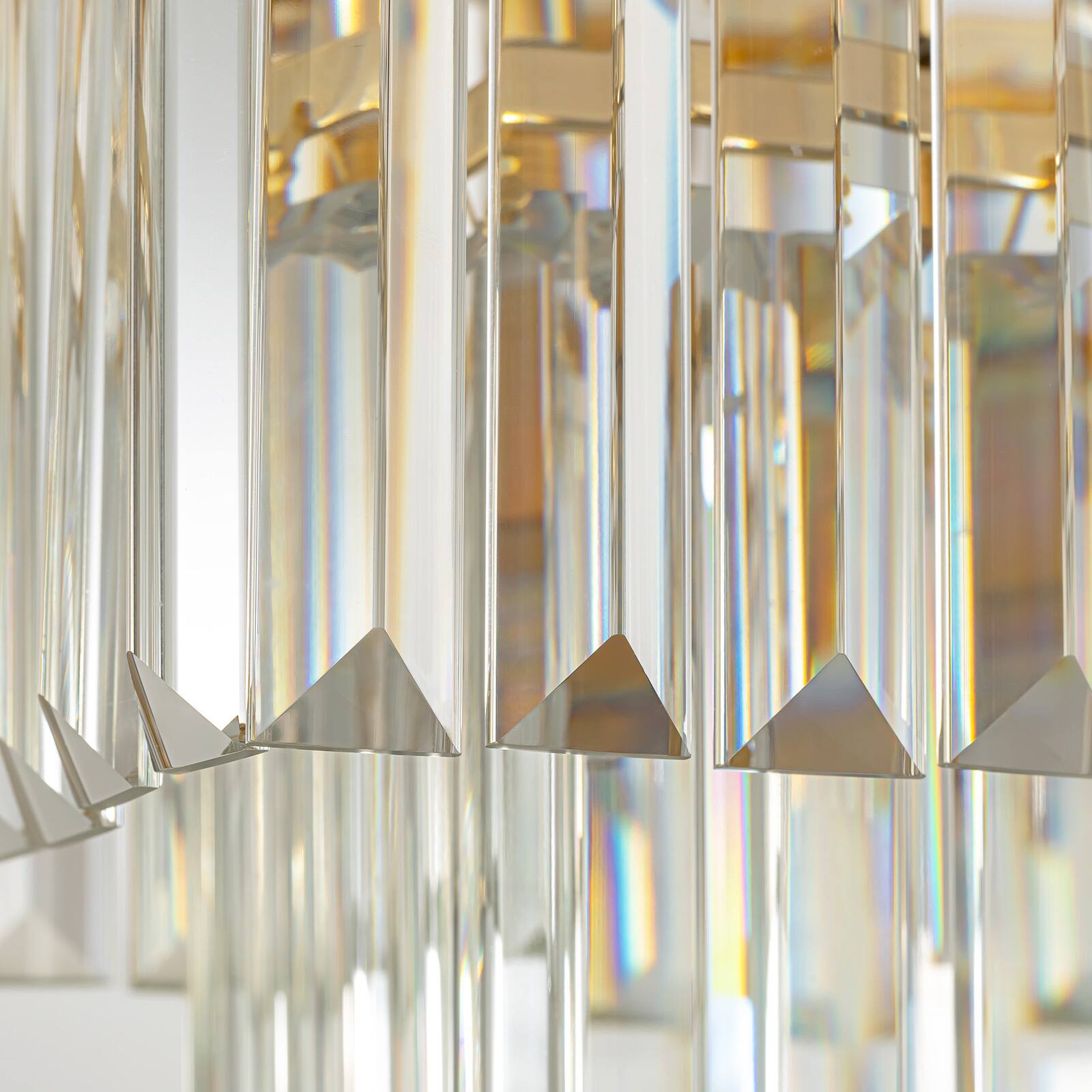 Alt View 2. Siljoy - 40-inch 7 Light Gold Crystal Linear Chandelier with Adjustable Chain for Dining Room and Kitchen Island - Gold.
