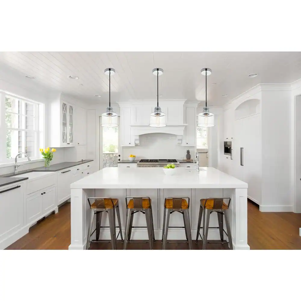 Angle. Living District - Wiley Collection Flush Mount D10in H8in Lt:4 Chrome Finish - Chrome.