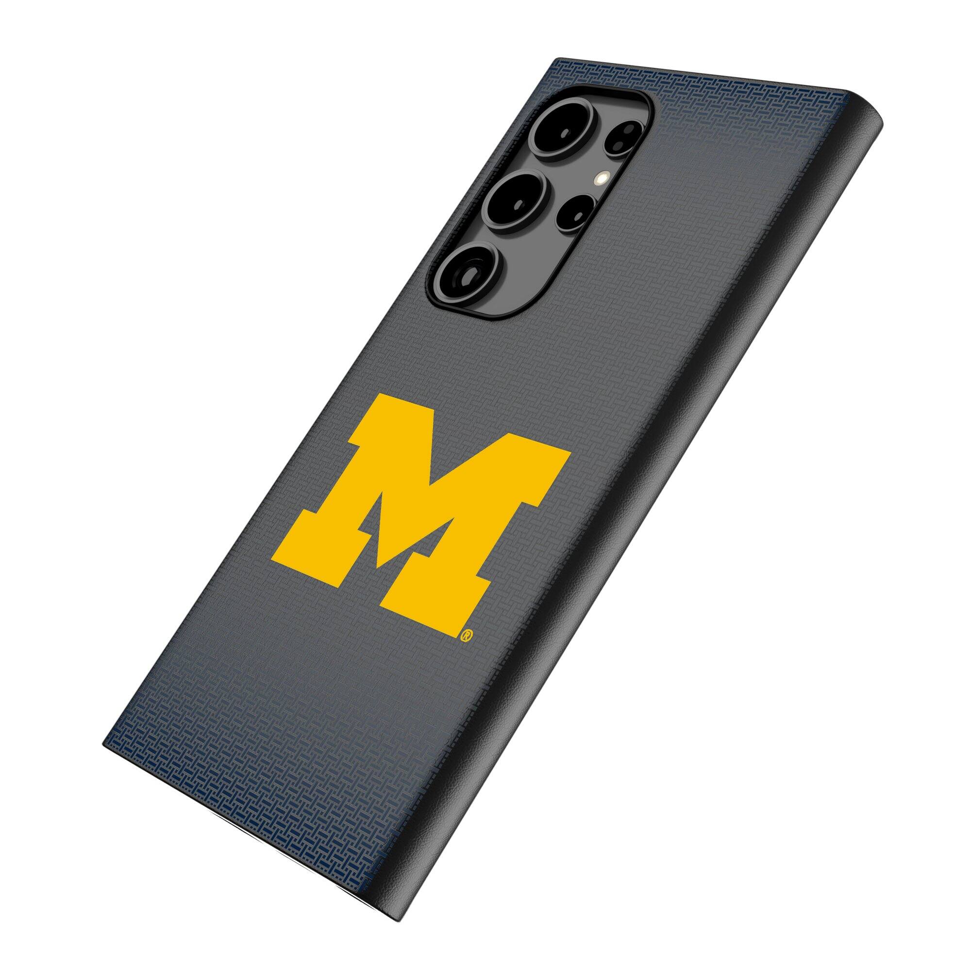 Alt View 1. Keyscaper - Michigan Wolverines Linen Galaxy Magnetic Bump Case - S24 Ultra - Black.