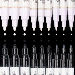Pintar - Black & White Markers - Outline Watercolor Paint Pens - Drawing & Calligraphy Markers - Pack of 18, 0.7mm/ 1mm/ 5mm