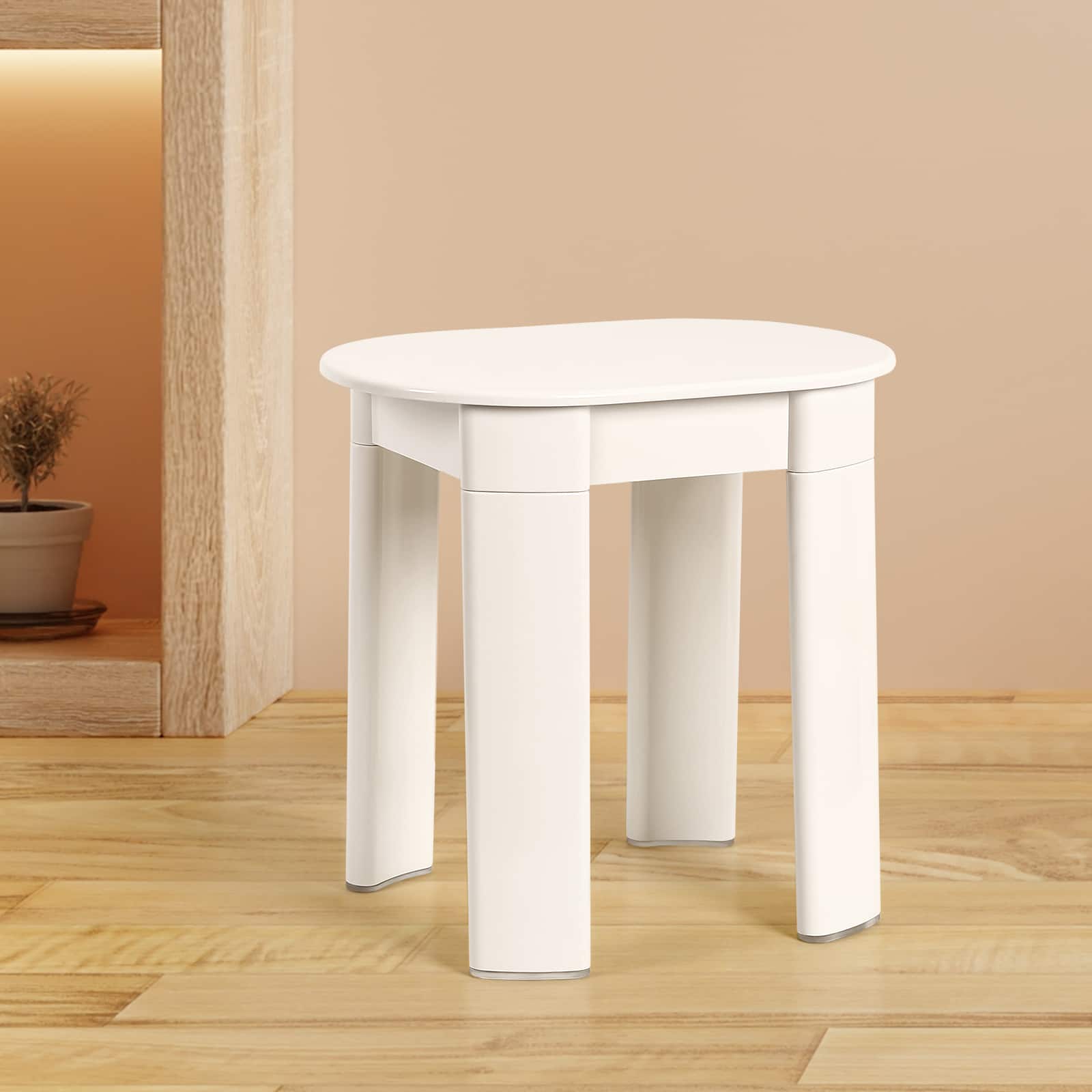 Oumilen - Minimalist Stackable Stool - Multifunctional Accent Table for Home and Office - White