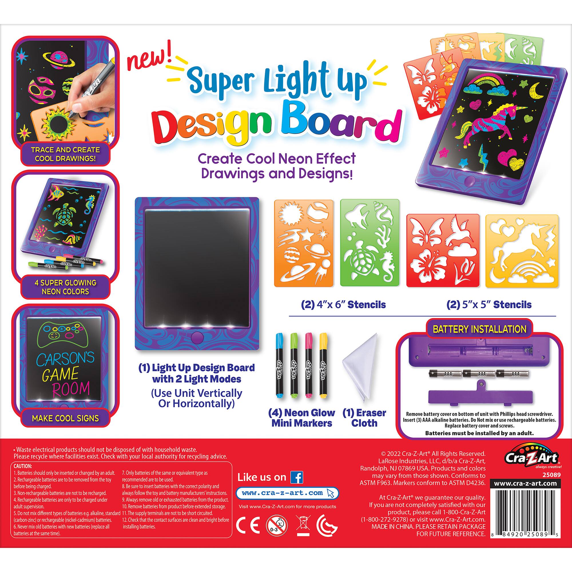 Cra Z Art Super Light Up Design Board Art Kit, 10 Pieces G0884920250895