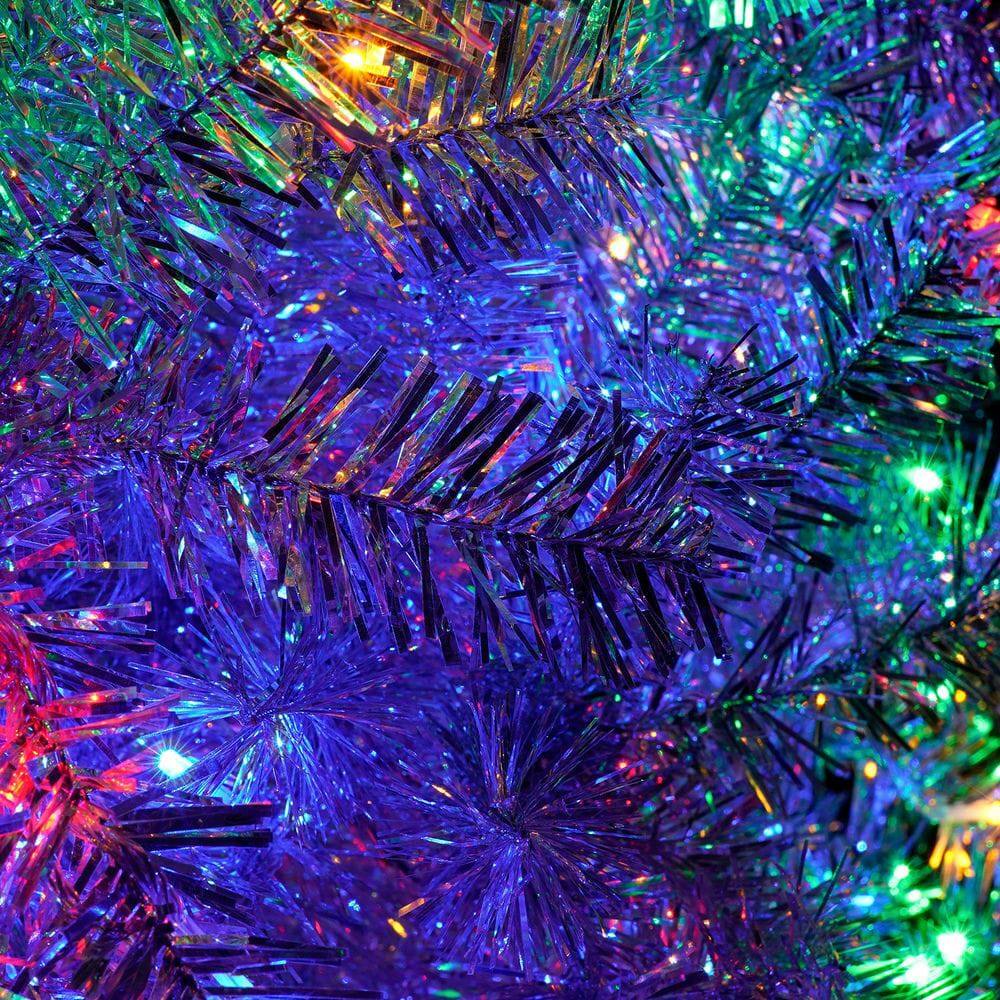 Alt View 2. Resenkos - 6ft Pre-Lit Artificial Christmas Tree with 300 LED Lights and 11 Selectable Lighting Modes, Silver - Silver.