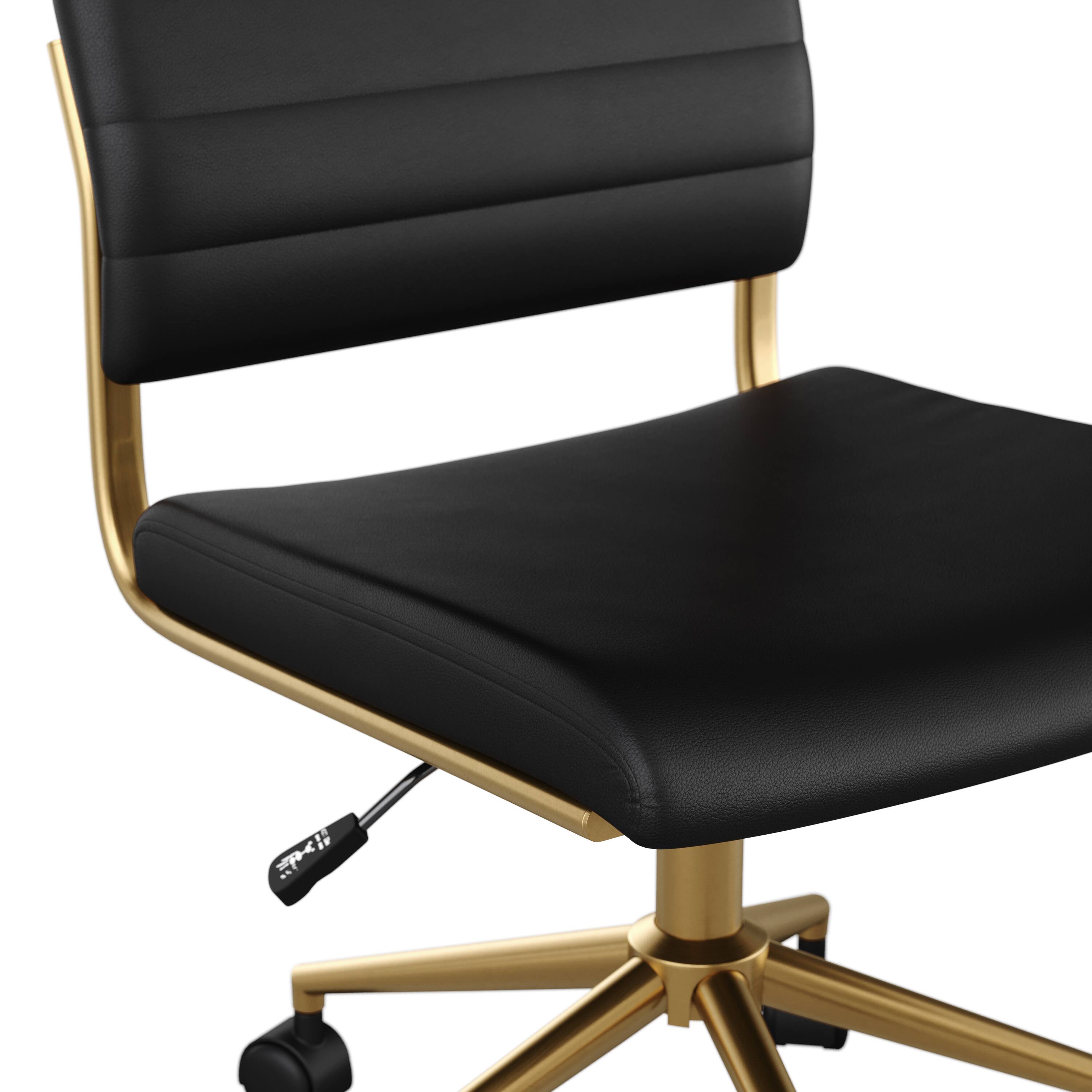 Alt View 22. Martha Stewart - Ivy Ribbed Faux Leather Office Chair - Black Faux Leather/Polished Brass.