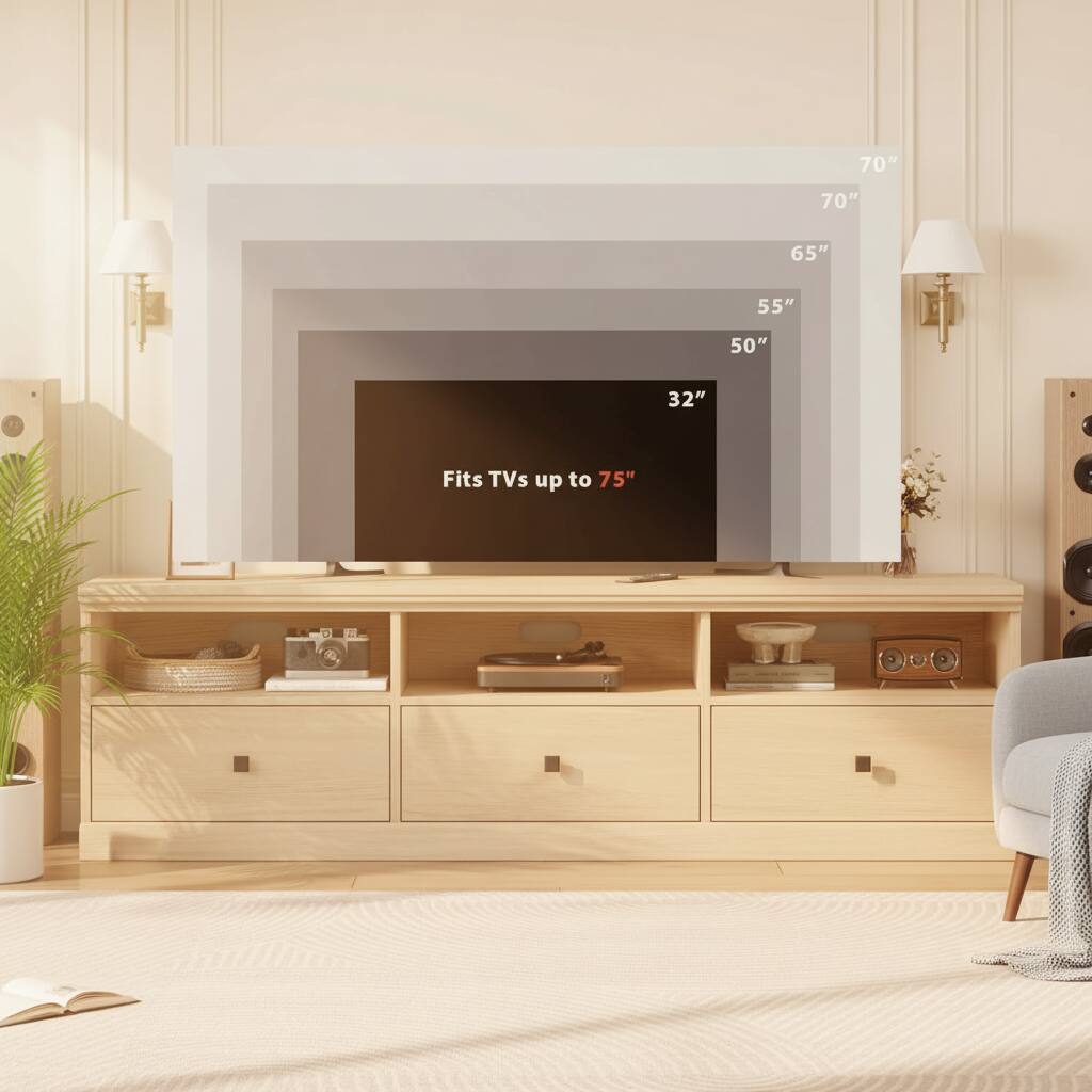 70" 70" 65" 55" 50" 32" Fits TVs up to 75"