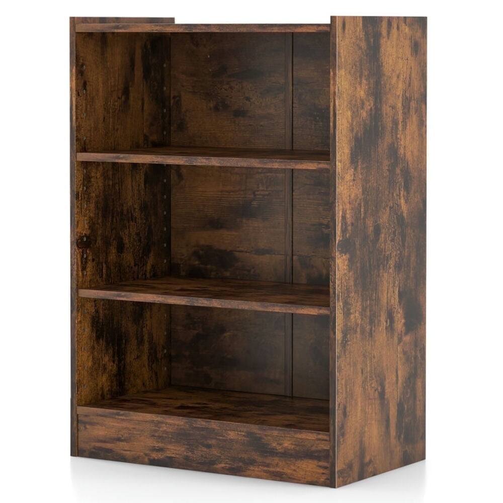 Front. Kadyn - Bookcase Book Bookshelf,Storage Bookshelf Unit Plant Stand,3-Tier Bookcase Open Display Rack Cabinet , Adult, Brown - Brown.