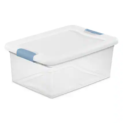 Front. Sterilite - Sterilite Plastic 15 Quart Storage Box Container with Latching Lid, 24 Pack.