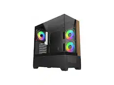 Front. Cooler Master - Cooler Master Elite E690 Mid-Tower Case, Black, Wood/Glass/Mesh, 3x 120mm Fans, ATX/mATX/ITX - Black.