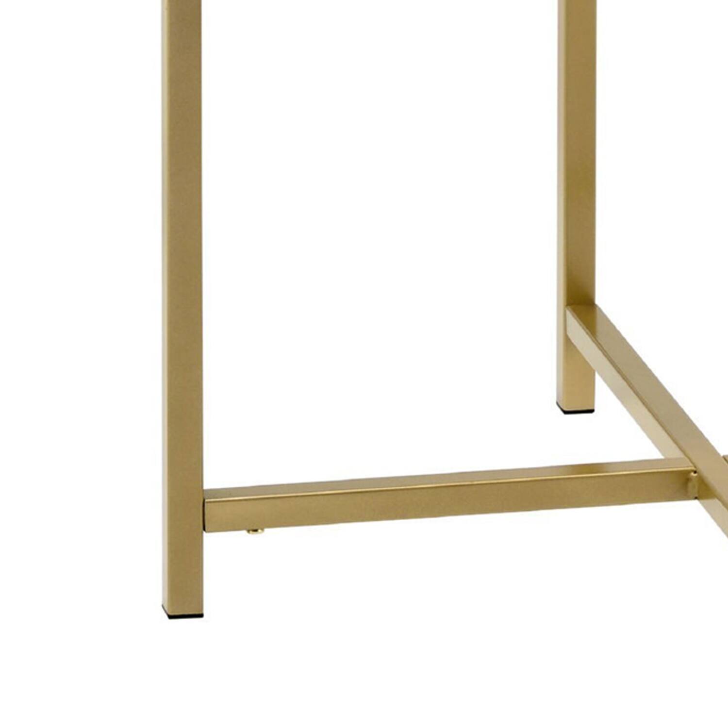 Alt View 3. Manhattan Lane - End Table with Round Glass Top and Metal Frame - Gold.